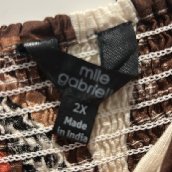 Mlle Gabrielle Tiered Tribal 100% Cotton Dress Smocked Back Flowy Tunic Dress - Picture 6 of 13